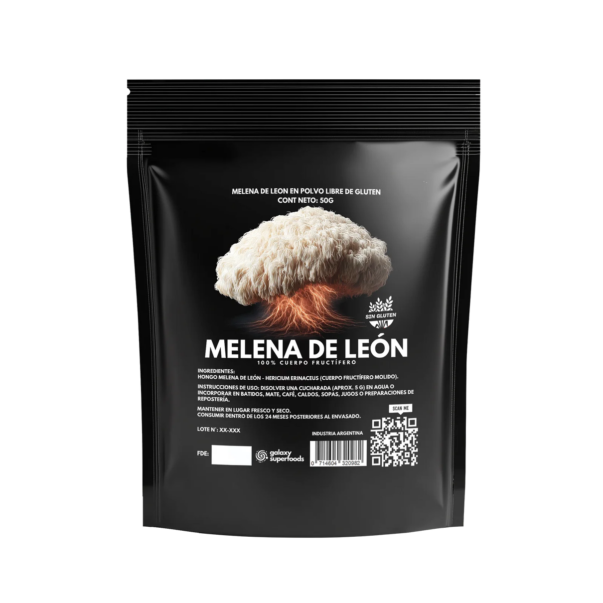 Melena de León en Polvo 100% Cuerpo Fructífero x 50g